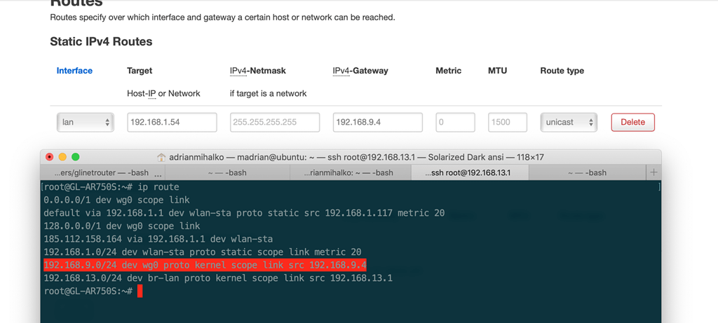 gl.inet ssh proxy routing to internet vpn