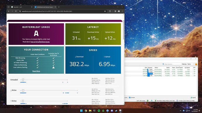 SQM fq_codel 800 Bufferbloat A 742Mbps