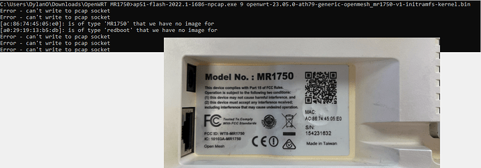 MR1750 OpenWRT Failed Install with Name Plate