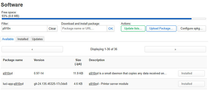 P910 packages installed