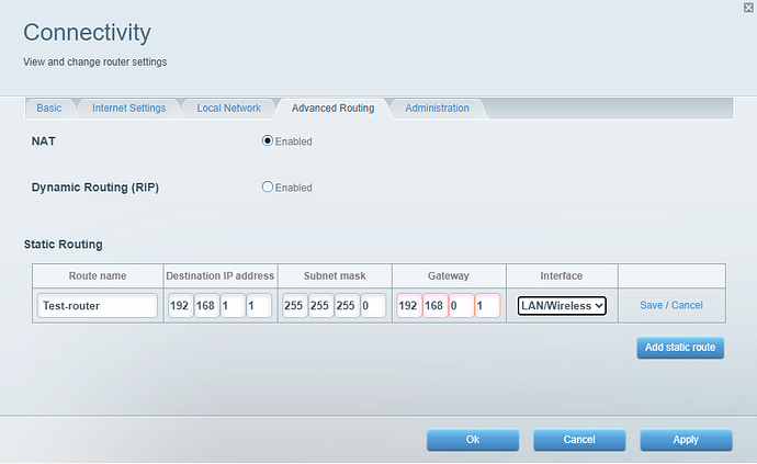 ISP-router static-routing