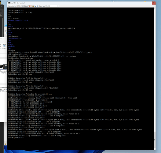 mtd write and ubiformat