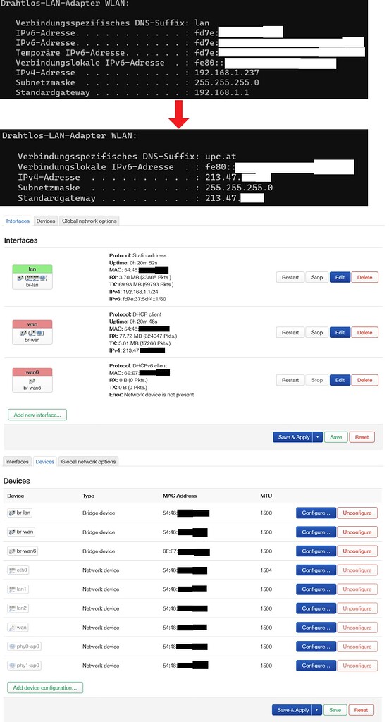 Can't reach router's IP internally sometimes after restart, but