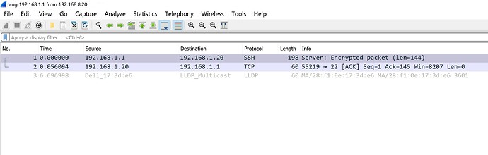 ping 192.168.1.1 from 192.168.8.20