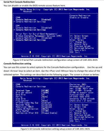 CAR-2051_BIOS_Serial Port Console Redirection