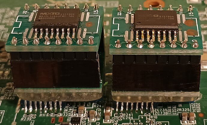 Riser sockets constructed from cut-up proto boards.