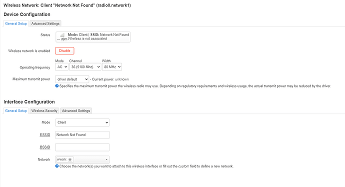 wireless device config