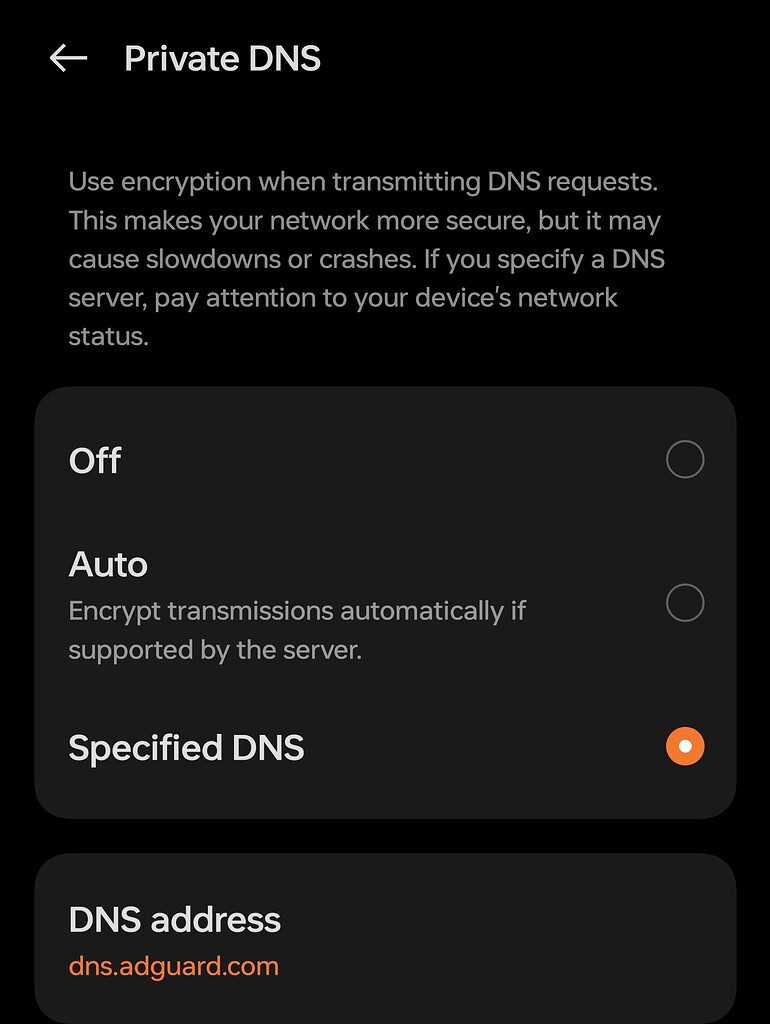 cant connect to adguard dns