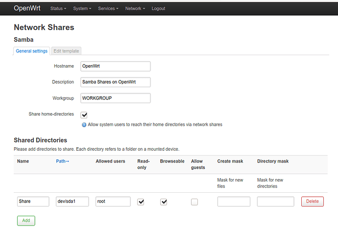 network share openwrt