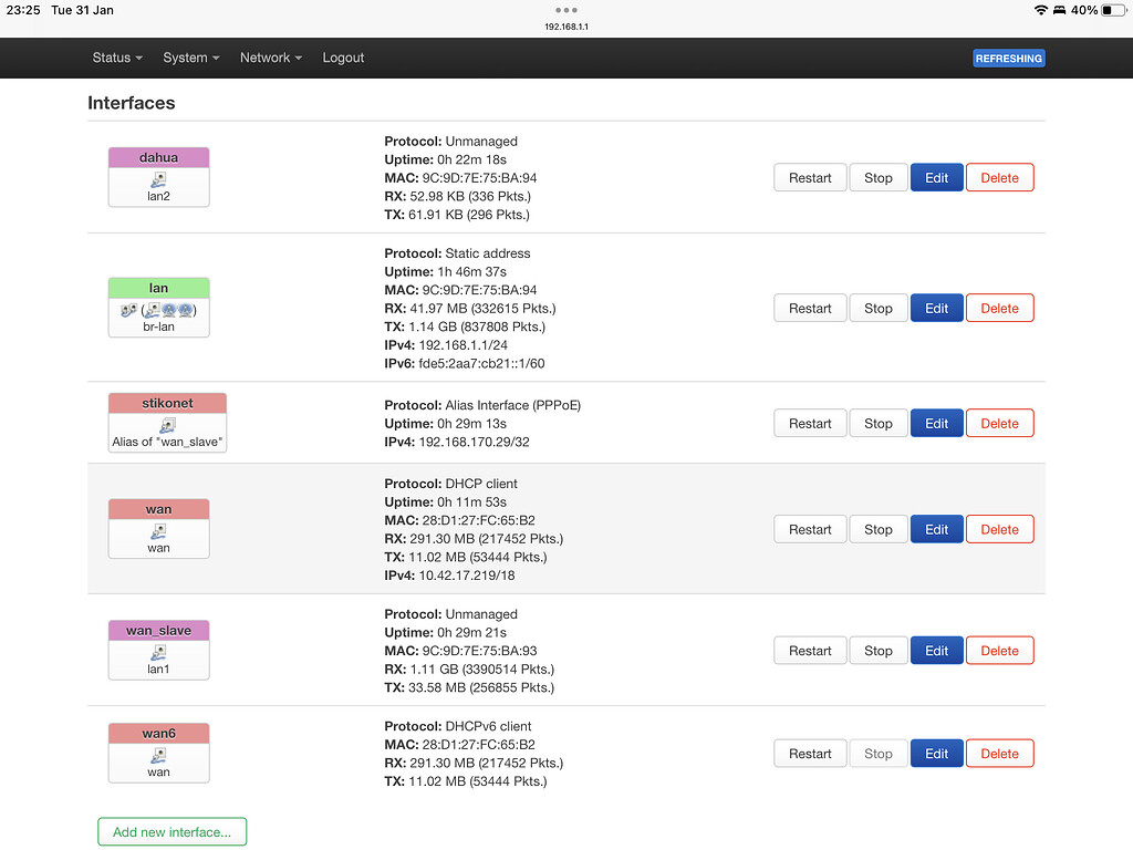 Please help make bridge between two lan interfaces Network and