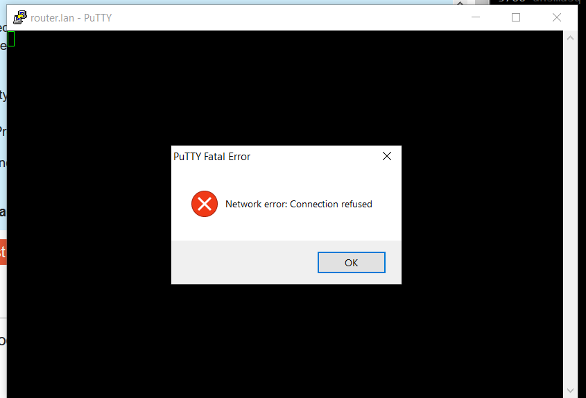 putty ssh connection refused