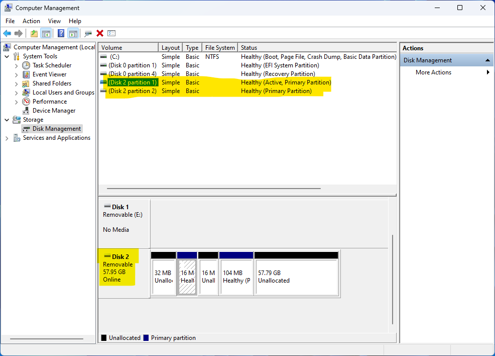 GParted cannot see NanoPi OpenWrt uSD, Win11 sees uSD partitions but cannot resize Installing