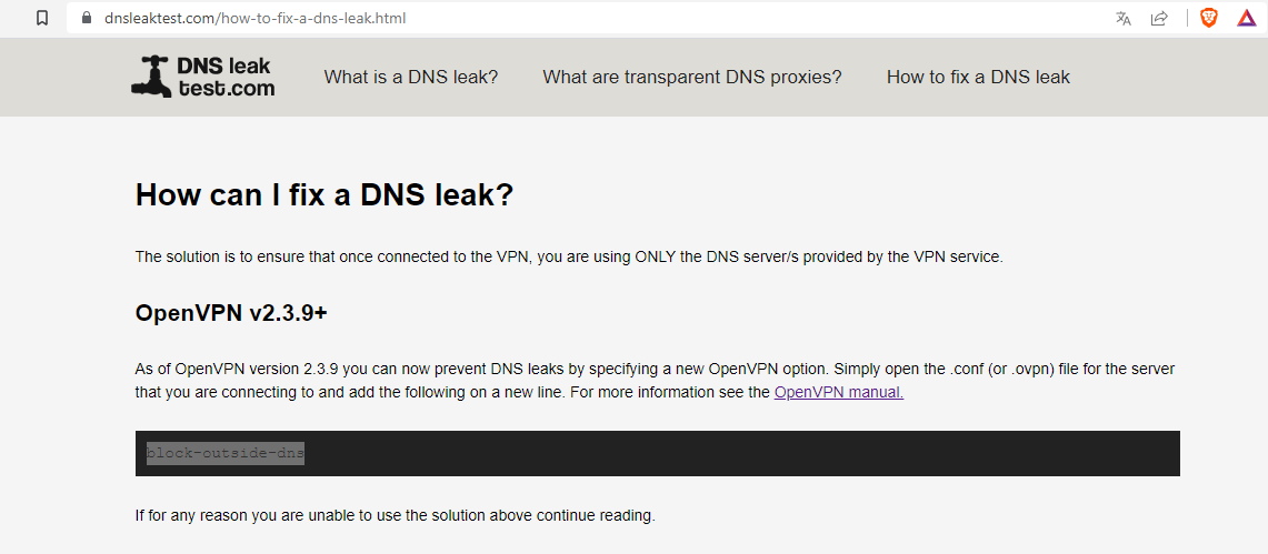 DNS Leak Fix I