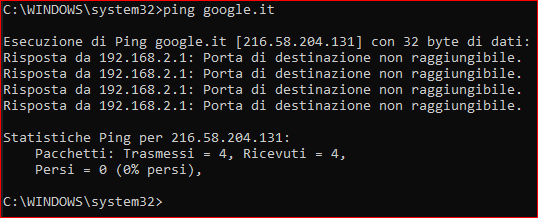 ping google unreachable