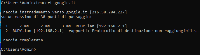 tracert google