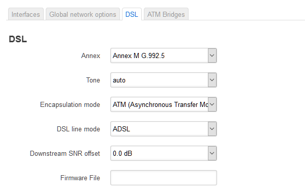 DSL settings