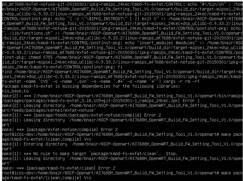 Missing Dependency for kmod-fs-exfat in OpenWRT Build - For