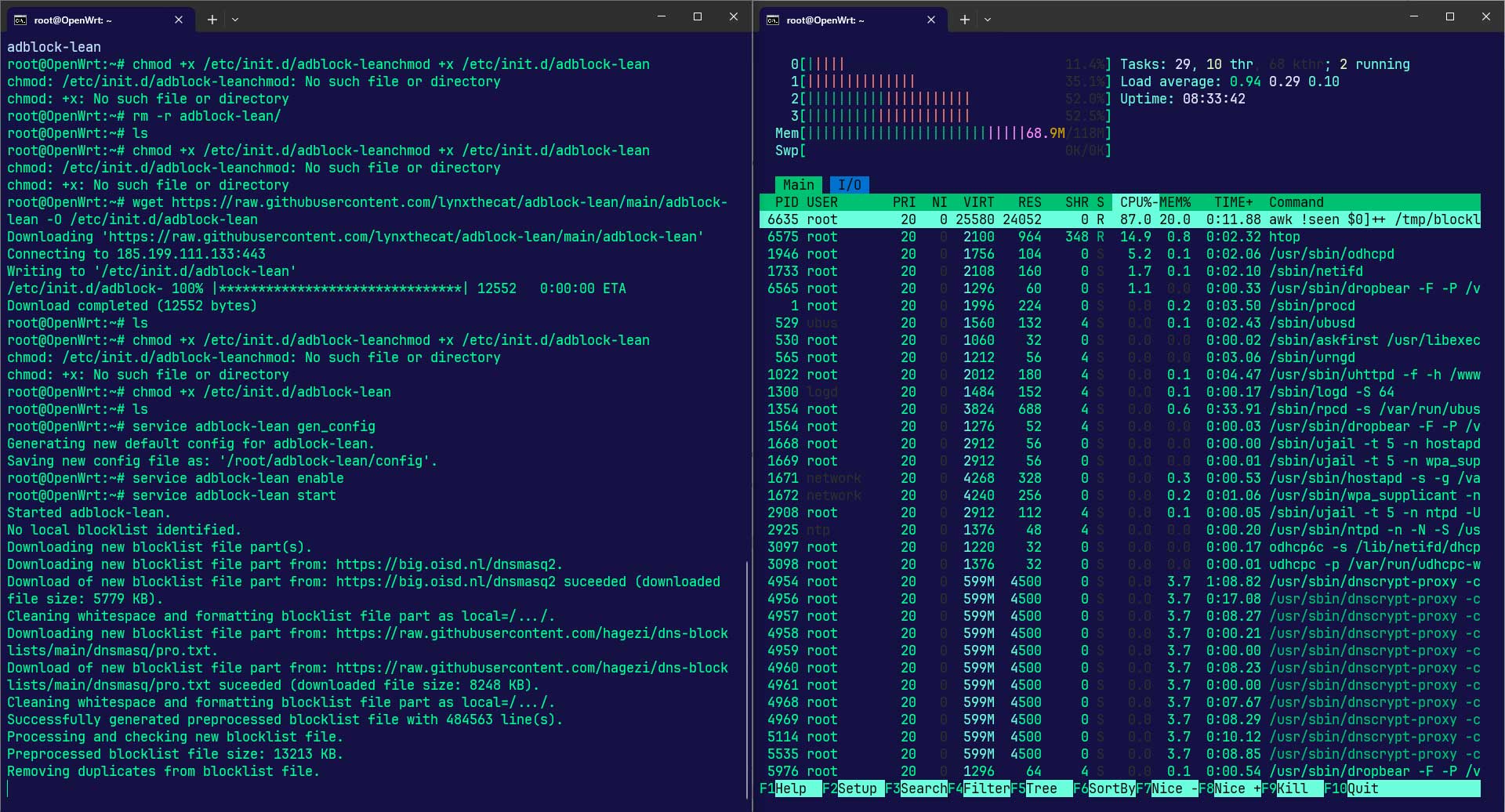 Adblocklean set up adblock using dnsmasq blocklist Community Builds