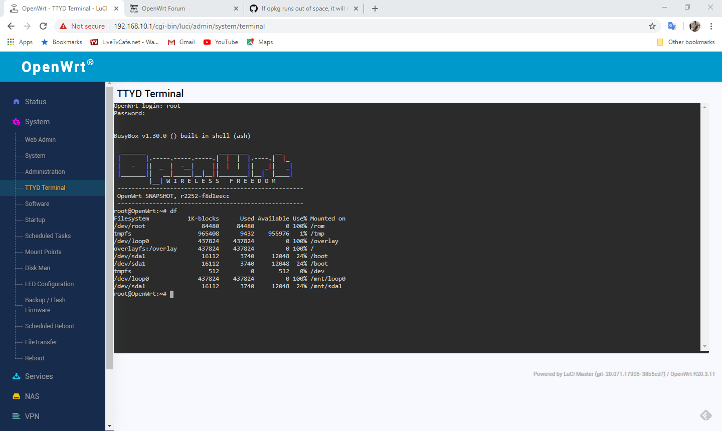 Openwrt как установить luci без интернета