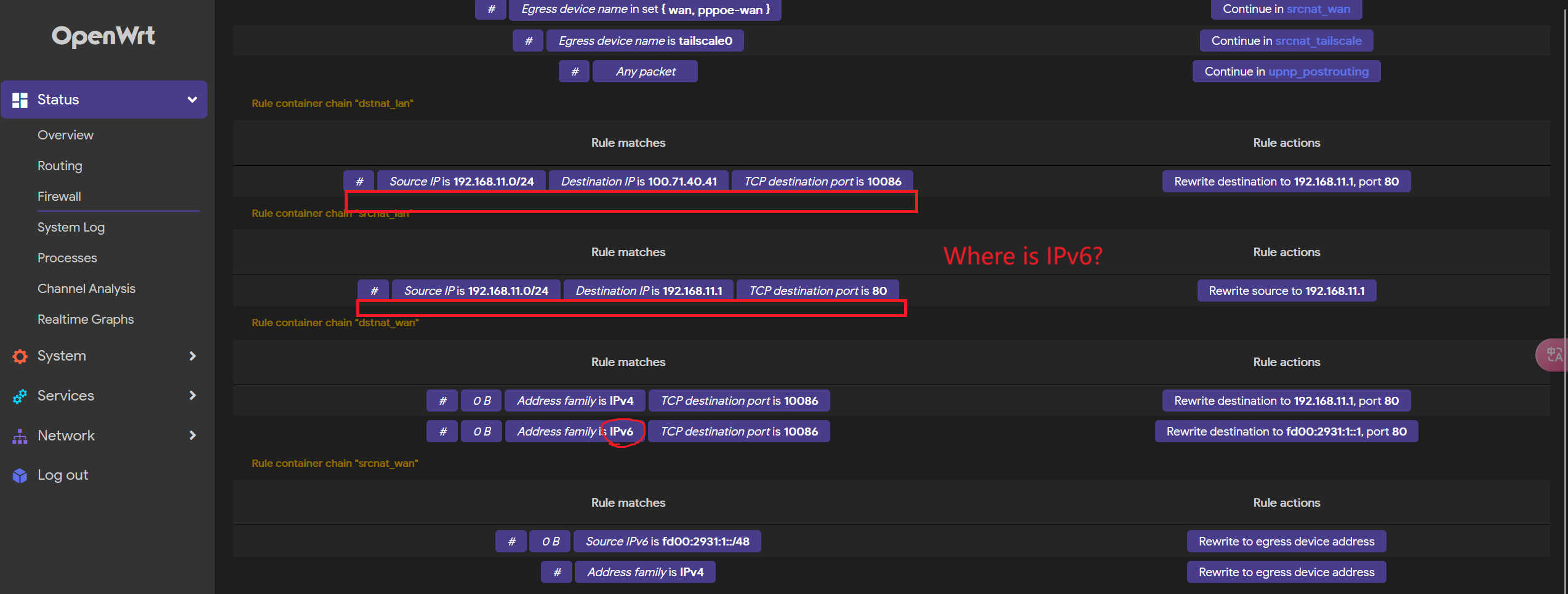 Nat Reflection Of Ipv6 Port Forward Does Not Work In Openwrt 23.05.0 