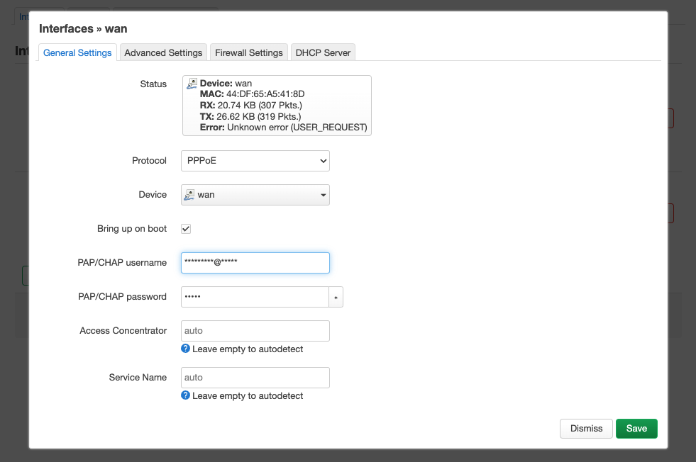 New to OpenWRT, Need help configuring PPPoE - Network and Wireless ...